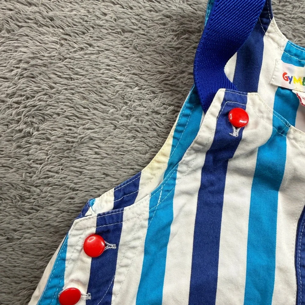 Vintage Gymboree Bumble Romper Blue & White Stripe Fish Bubble Romper